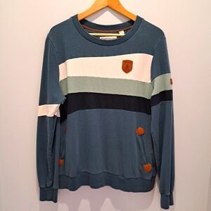 Wanakome Blue Colorblock Crewneck Normcore Momcore Cozycore Sweatshirt Womens L